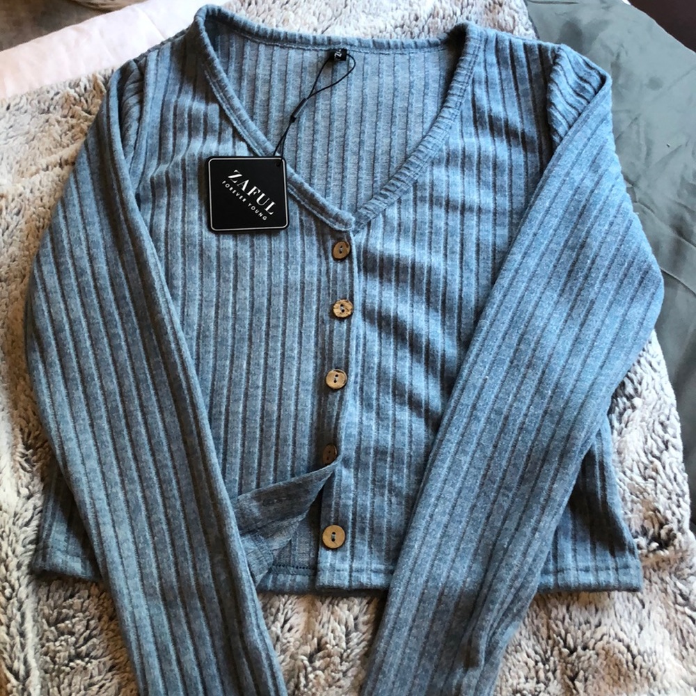 ribbed crew neck sweater from Zaful